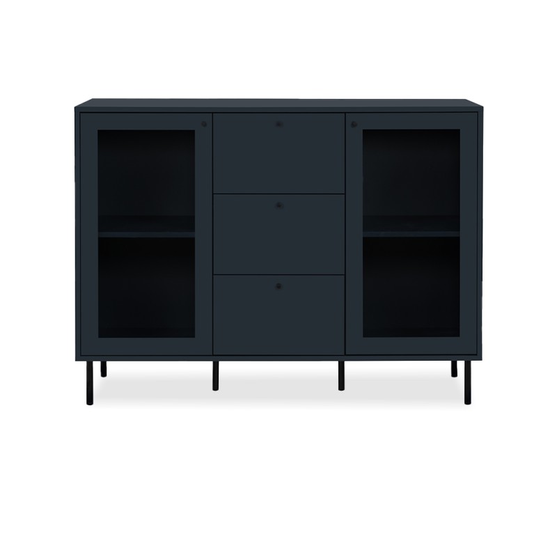 Bella Casa Caracas Sideboard 2 Drs With Glass Frame	And 2 Drawers Navy Blue