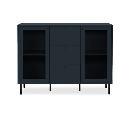 Bella Casa Caracas Sideboard 2 Drs With Glass Frame	And 2 Drawers Navy Blue