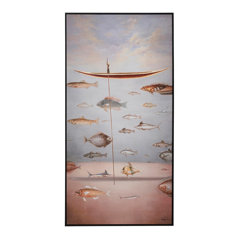 KARE アート　60×60 Kare Framed Picture Cloud Fisherman Boat 60 54986