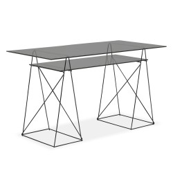 Kare Polar Table Black 833 Tempered Glass 135x65cm Ref 85888
