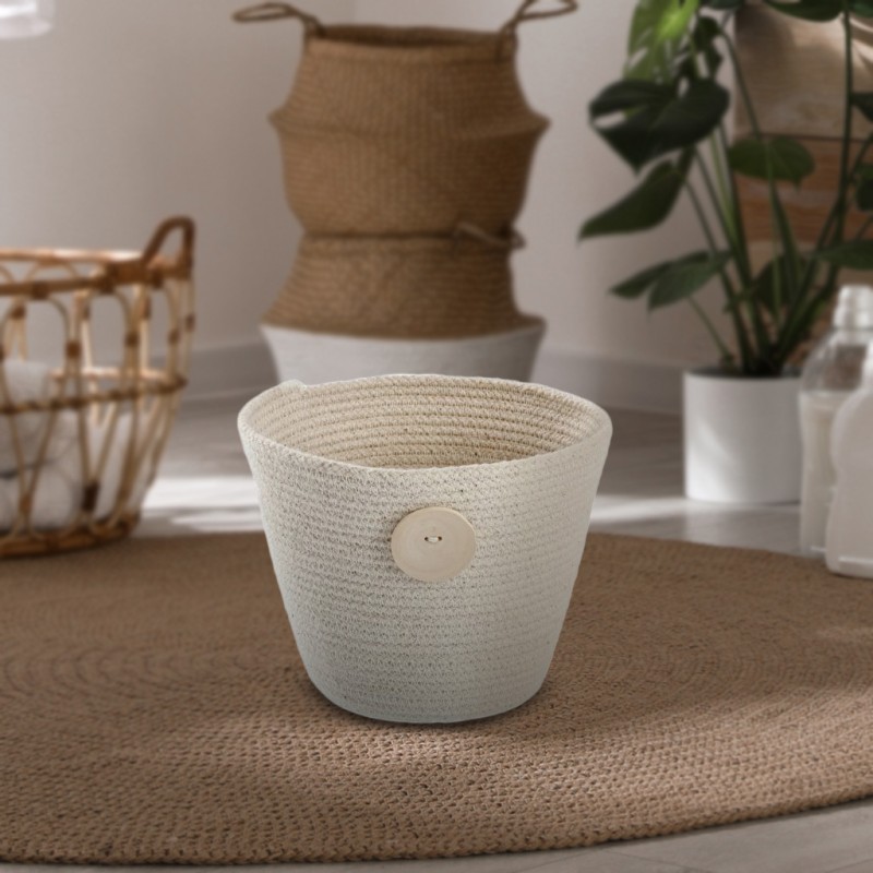 Cavendish Cotton Rope Planter With Wooden Button (Mini) D11x H19 cm PLBX81R2