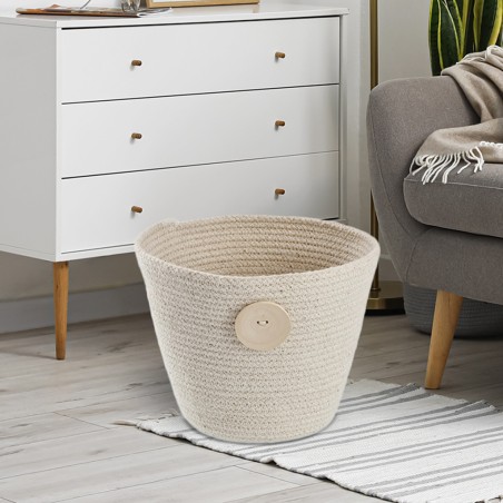 Cavendish Cotton Rope Planter With Wooden Button (Small) D13xH11 cm PLBX82R2