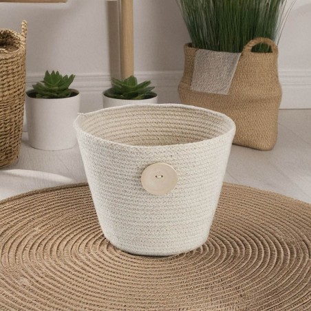 Cavendish Cotton Rope Planter With Wooden Button (Medium) D15xH13 cm PLBX83R2