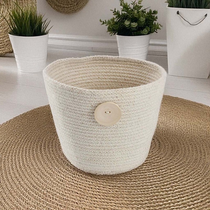 Cavendish Cotton Rope Planter With Wooden Button (Large) D18xH14 cm PLBX84R2
