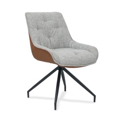 Bella Casa Madeira Chair Light Grey Fabric & Dark Orange Back