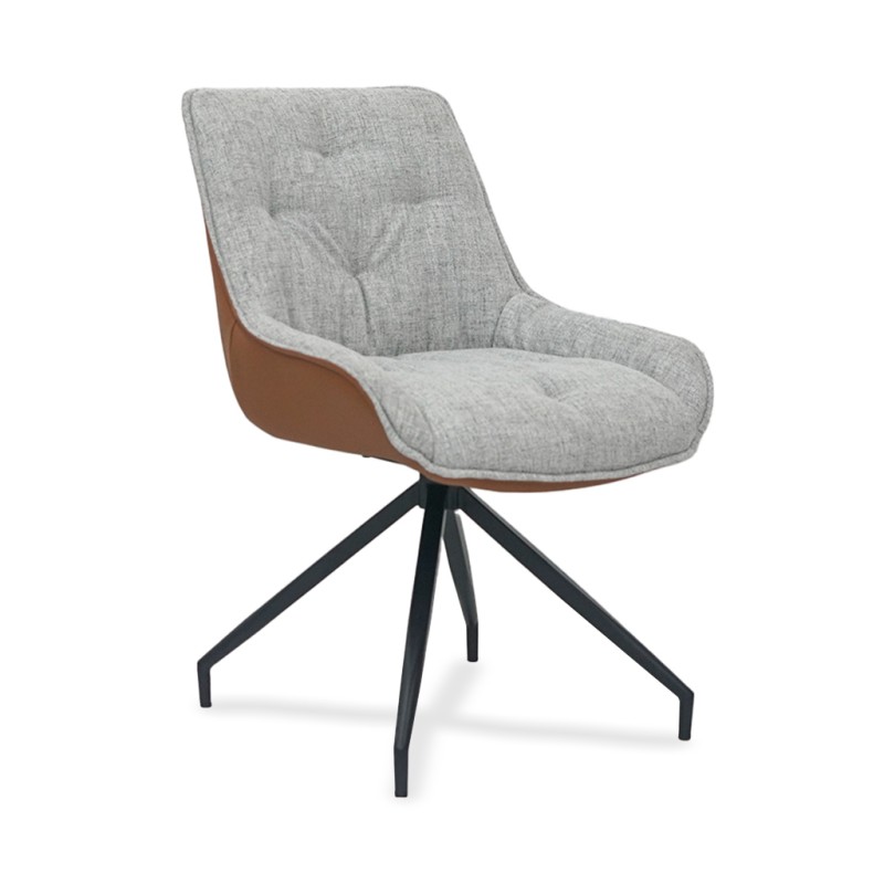 Bella Casa Madeira Chair Light Grey Fabric & Dark Orange Back