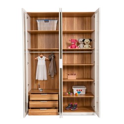 Bella Casa Matilde Wardrobe 4 Doors White & Wooden