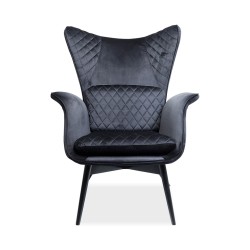 Kare Tudor Armchair Velvet Black Ref 84424