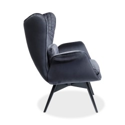 Kare Tudor Armchair Velvet Black Ref 84424