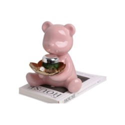 Bella Casa Table Deco Big Pink Bear Ceramic	Pink - BT-ZMH43
