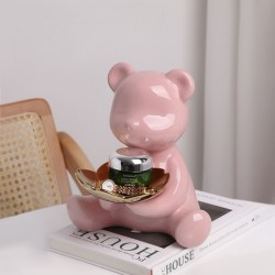 Bella Casa Table Deco Big Pink Bear Ceramic	Pink - BT-ZMH43