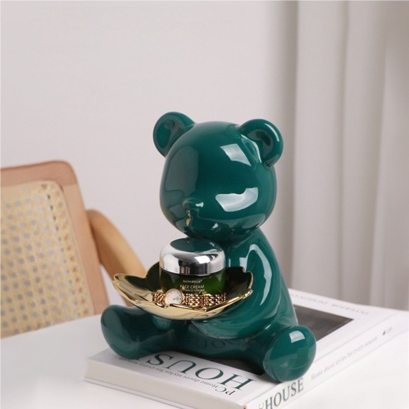 Bella Casa Table Deco Green Bear Ceramic Green - BT-ZMH44