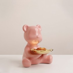 Bella Casa Table Deco Medium Pink Bear Ceramic Pink - BT-ZMH47