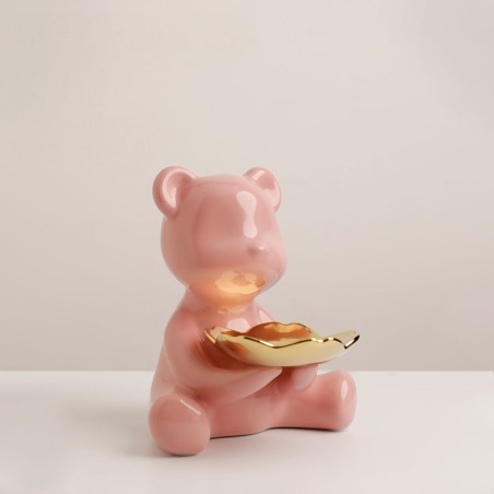 Bella Casa Table Deco Medium Pink Bear Ceramic Pink - BT-ZMH47