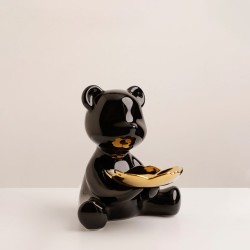 Bella Casa Table Deco Black Bear Ceramic Black - BT-ZMH49