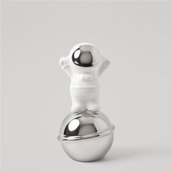 Cavendish Table Deco Spaceman And Globe Ceramic	White & Silver - BT-ZMH150