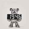 Bella Casa Table Deco Silver Bear And Clock Ceramic Silver - BT-ZMH153