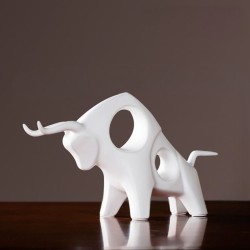 Cavendish Table Deco White Bull Ceramic White - BT-ZMH16