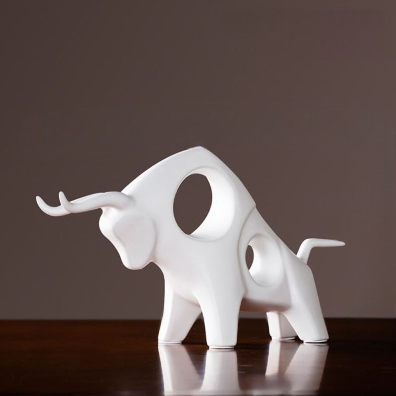 Cavendish Table Deco White Bull Ceramic White - BT-ZMH16