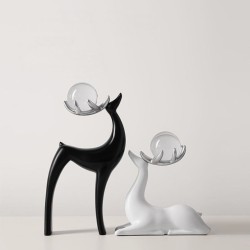 Cavendish Table Deco Elks Ceramic	Black & White - BT-ZMH24
