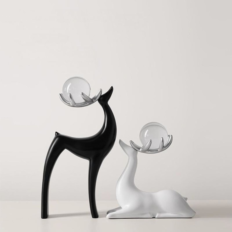 Cavendish Table Deco Elks Ceramic	Black & White - BT-ZMH24