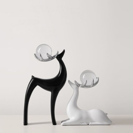 Cavendish Table Deco Elks Ceramic Black & White - BT-ZMH24 Cavendish Table Deco Elks Ceramic Black & White - BT-ZMH24