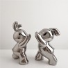 Bella Casa Table Deco Pushing Rabbits Ceramic Silver BT-ZMH99