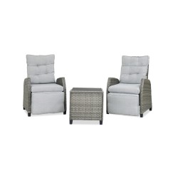 Collection Tamarin Cole Reclining Set of 2 Chairs +Side table Grey