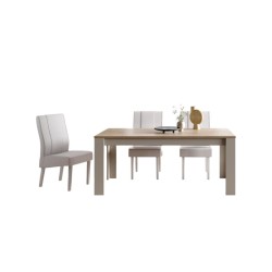 Bella Casa Gent Table and 6 Chairs Light Grey Eco Leather Ref 372496CH+355591