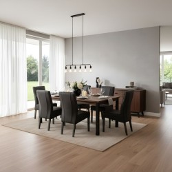 Bella Casa Everest Table and 6 Chairs Lava/Clay Ref 373959F+355591 Chair Dark Grey
