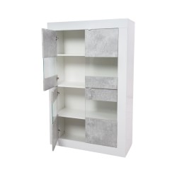Bella Casa Basic Glass Cabinet With 4 Doors White & Beton Ref 209015-06B