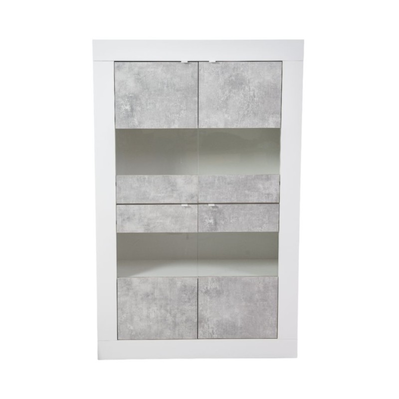 Bella Casa Basic Glass Cabinet With 4 Doors White & Beton Ref 209015-06B