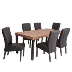 Bella Casa Everest Table and 6 Chairs Lava/Clay Ref 373959F+355591 Chair Dark Grey