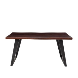 Bella Casa Palermo Dining Table Natural Top Mat Black Legs
