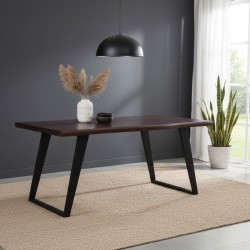 Bella Casa Palermo Dining Table Natural Top Mat Black Legs