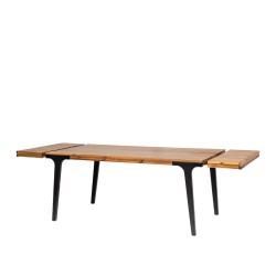 Bella Casa Serbia Extension Dining Table Natural Top Mat Black Legs