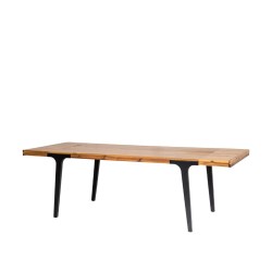 Bella Casa Serbia Extension Dining Table Natural Top Mat Black Legs