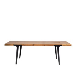 Bella Casa Serbia Extension Dining Table Natural Top Mat Black Legs