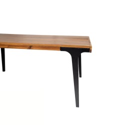 Bella Casa Serbia Extension Dining Table Natural Top Mat Black Legs