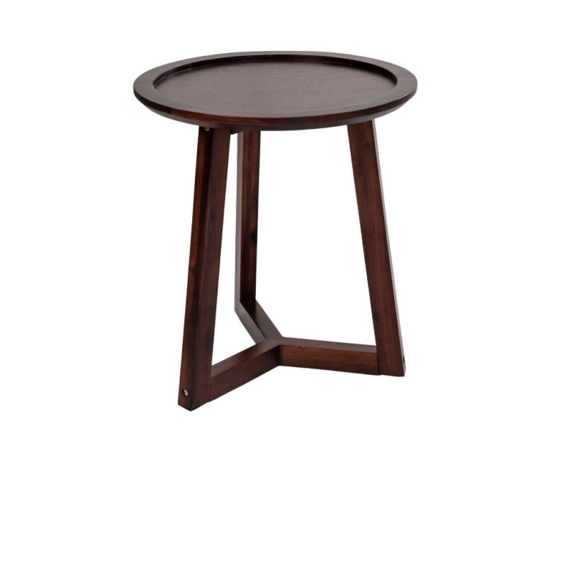 Bella Casa Panama Round Side Table Dark Walnut