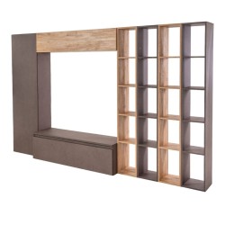 Bella Casa Everest High TV Unit Cadiz Oak & Bronze Ref 900010-BRK