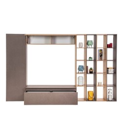 Bella Casa Everest High TV Unit Cadiz Oak & Bronze Ref 900010-BRK
