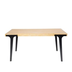 Bella Casa Lucia Dining Table Natural Top Mat Black Legs