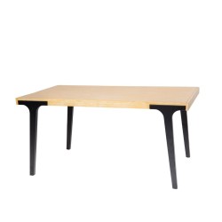 Bella Casa Lucia Dining Table Natural Top Mat Black Legs