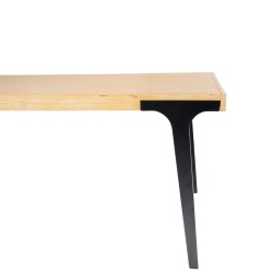 Bella Casa Lucia Dining Table Natural Top Mat Black Legs