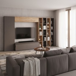 Bella Casa Everest High TV Unit Cadiz Oak & Bronze