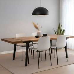 Bella Casa Serbia Extension Dining Table Natural Top Mat Black Legs